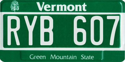 VT license plate RYB607