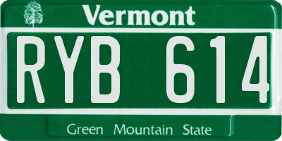 VT license plate RYB614