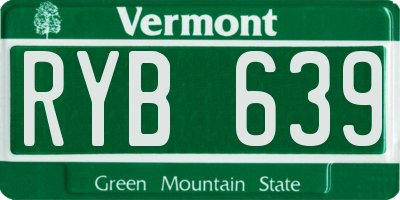 VT license plate RYB639