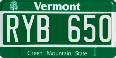 VT license plate RYB650