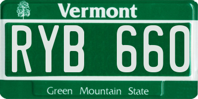 VT license plate RYB660