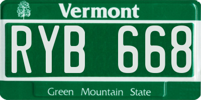 VT license plate RYB668