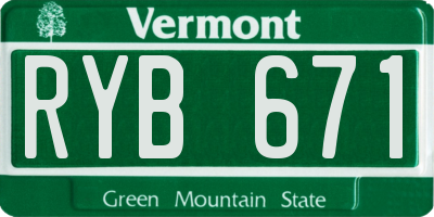 VT license plate RYB671