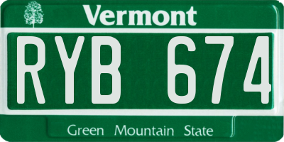 VT license plate RYB674