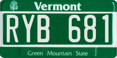 VT license plate RYB681