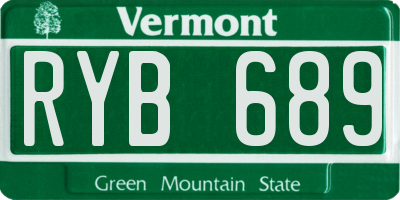 VT license plate RYB689