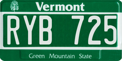 VT license plate RYB725