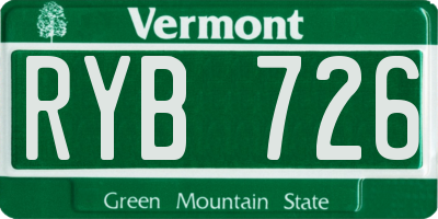 VT license plate RYB726