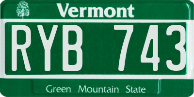 VT license plate RYB743