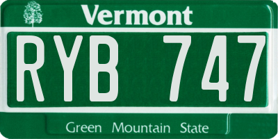 VT license plate RYB747