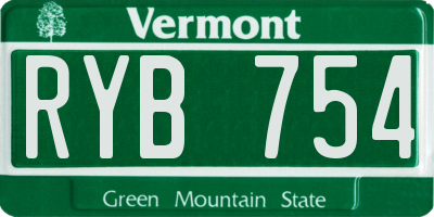VT license plate RYB754