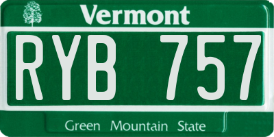 VT license plate RYB757