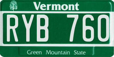 VT license plate RYB760