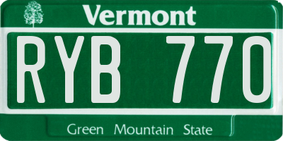 VT license plate RYB770