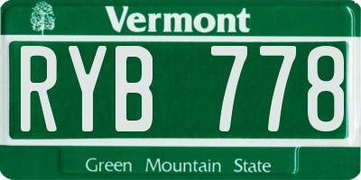 VT license plate RYB778