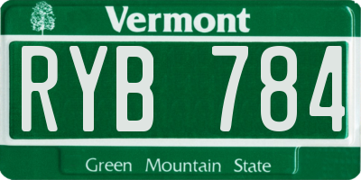VT license plate RYB784