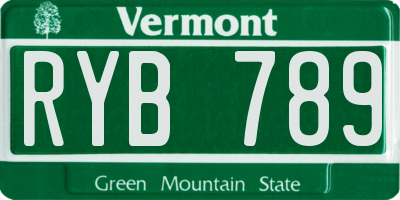 VT license plate RYB789