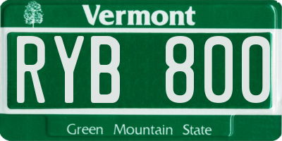 VT license plate RYB800