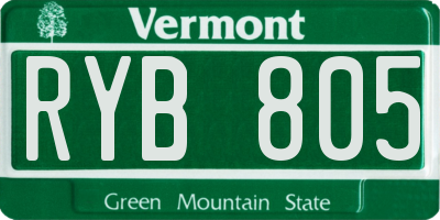 VT license plate RYB805