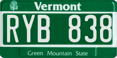 VT license plate RYB838