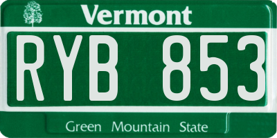 VT license plate RYB853