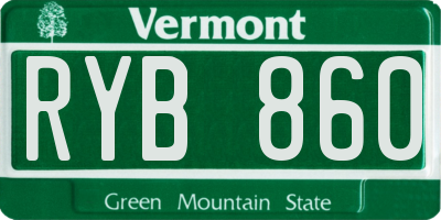 VT license plate RYB860