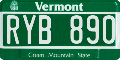 VT license plate RYB890