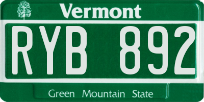 VT license plate RYB892