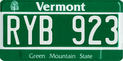 VT license plate RYB923