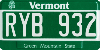 VT license plate RYB932