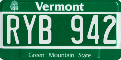 VT license plate RYB942