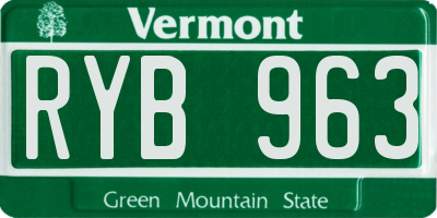 VT license plate RYB963
