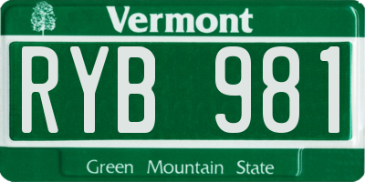VT license plate RYB981