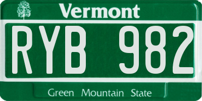 VT license plate RYB982
