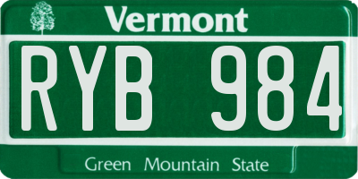 VT license plate RYB984