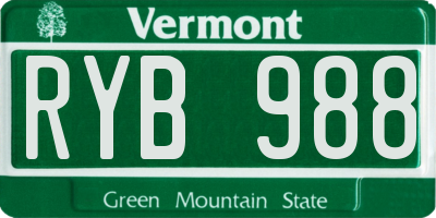 VT license plate RYB988