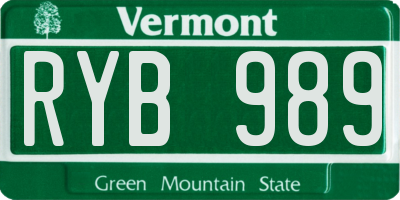 VT license plate RYB989