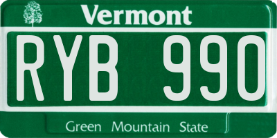 VT license plate RYB990