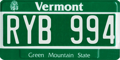 VT license plate RYB994