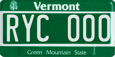 VT license plate RYC000