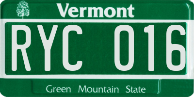VT license plate RYC016