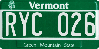 VT license plate RYC026