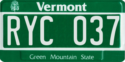 VT license plate RYC037