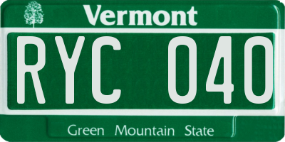 VT license plate RYC040