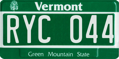 VT license plate RYC044