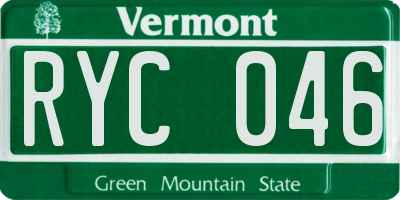 VT license plate RYC046