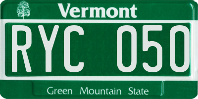 VT license plate RYC050