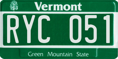 VT license plate RYC051