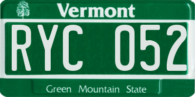 VT license plate RYC052