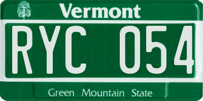VT license plate RYC054